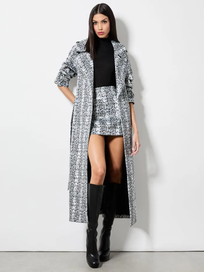 Alice Olivia JACKETS COATS WOMEN JARRETT VEGAN TRENCH Off Whiteandblack Python