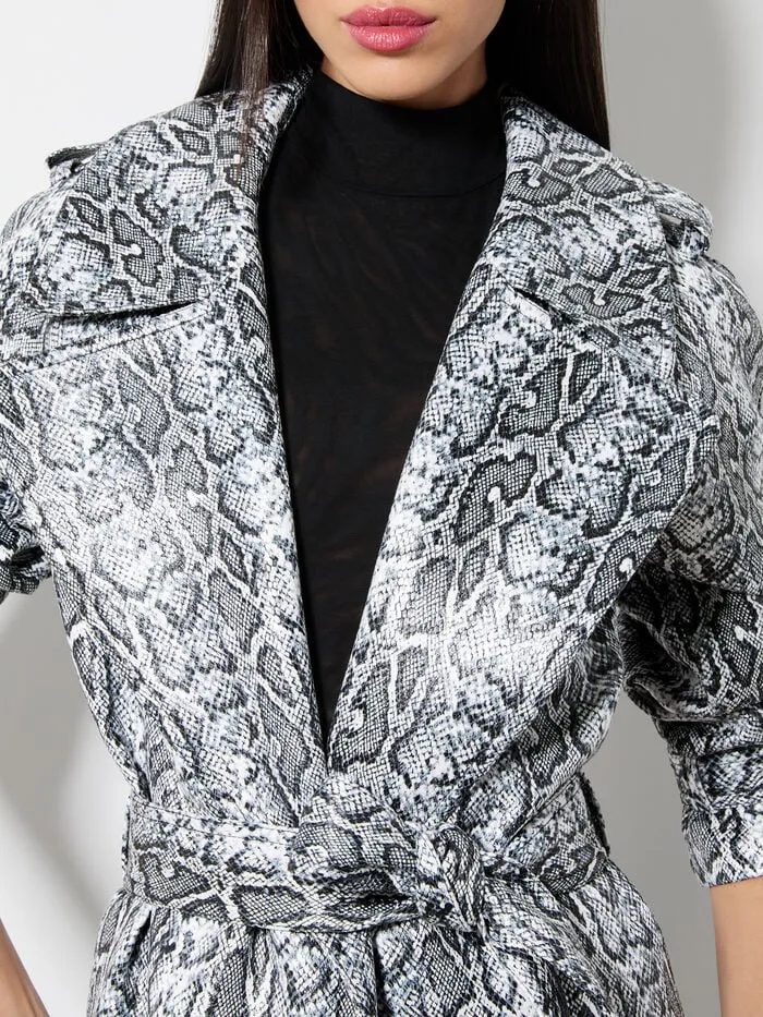 Alice Olivia JACKETS COATS WOMEN JARRETT VEGAN TRENCH Off Whiteandblack Python