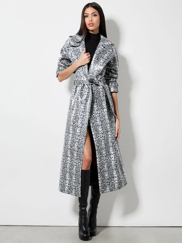 Alice Olivia JACKETS COATS WOMEN JARRETT VEGAN TRENCH Off Whiteandblack Python