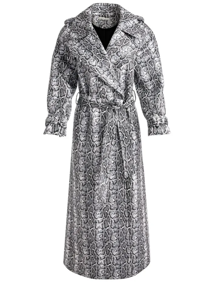 Alice Olivia JACKETS COATS WOMEN JARRETT VEGAN TRENCH Off Whiteandblack Python