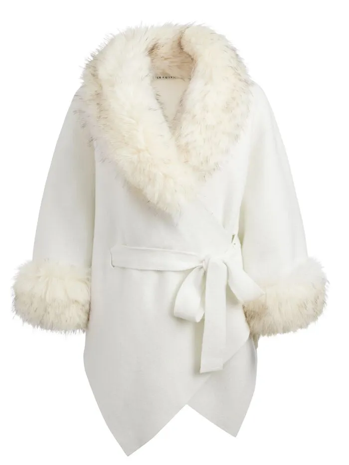 Alice Olivia JACKETS COATS WOMEN JOANNE SWEATER COAT Ecru