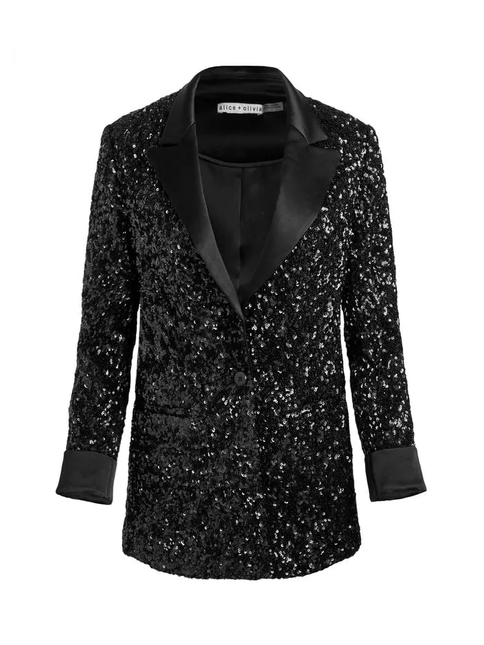 Alice Olivia JACKETS COATS WOMEN JUSTIN SEQUIN BLAZER Black