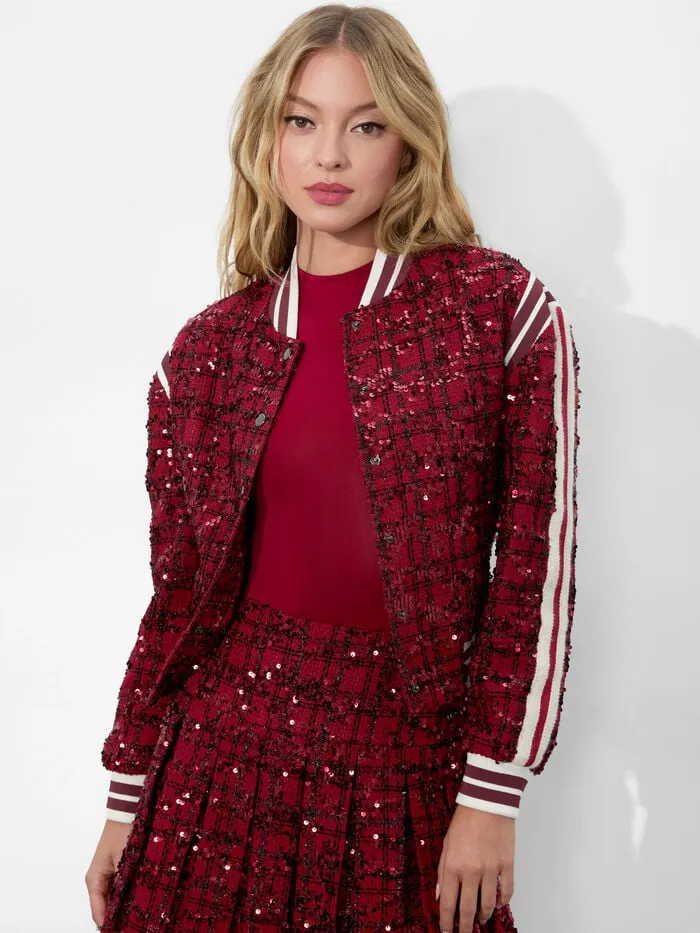 Alice Olivia JACKETS COATS WOMEN KERI VARSITY JACKET Garnet