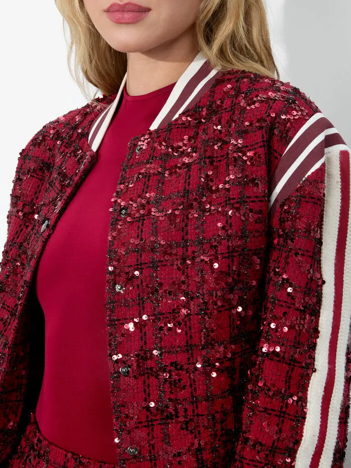 Alice Olivia JACKETS COATS WOMEN KERI VARSITY JACKET Garnet