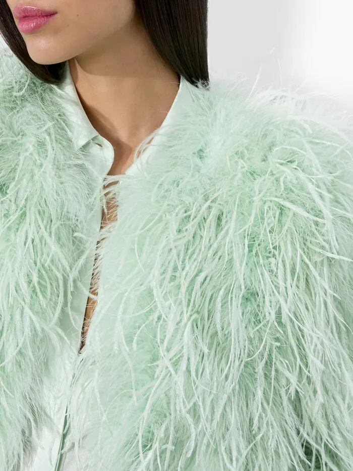 Alice Olivia JACKETS COATS WOMEN KIDMAN FEATHERED JACKET Sea Spray