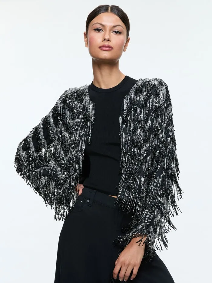 Alice Olivia JACKETS COATS WOMEN KIDMAN JACKET Blackandsilver