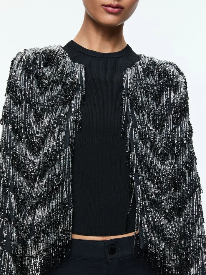 Alice Olivia JACKETS COATS WOMEN KIDMAN JACKET Blackandsilver