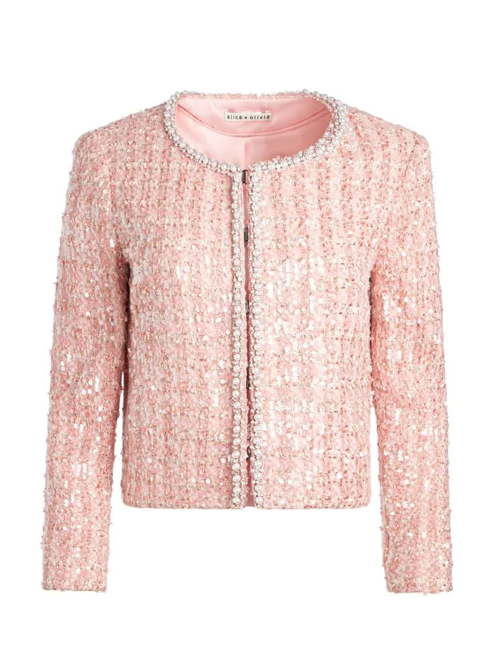 Alice Olivia JACKETS COATS WOMEN KIDMAN JACKET Pearl Blush