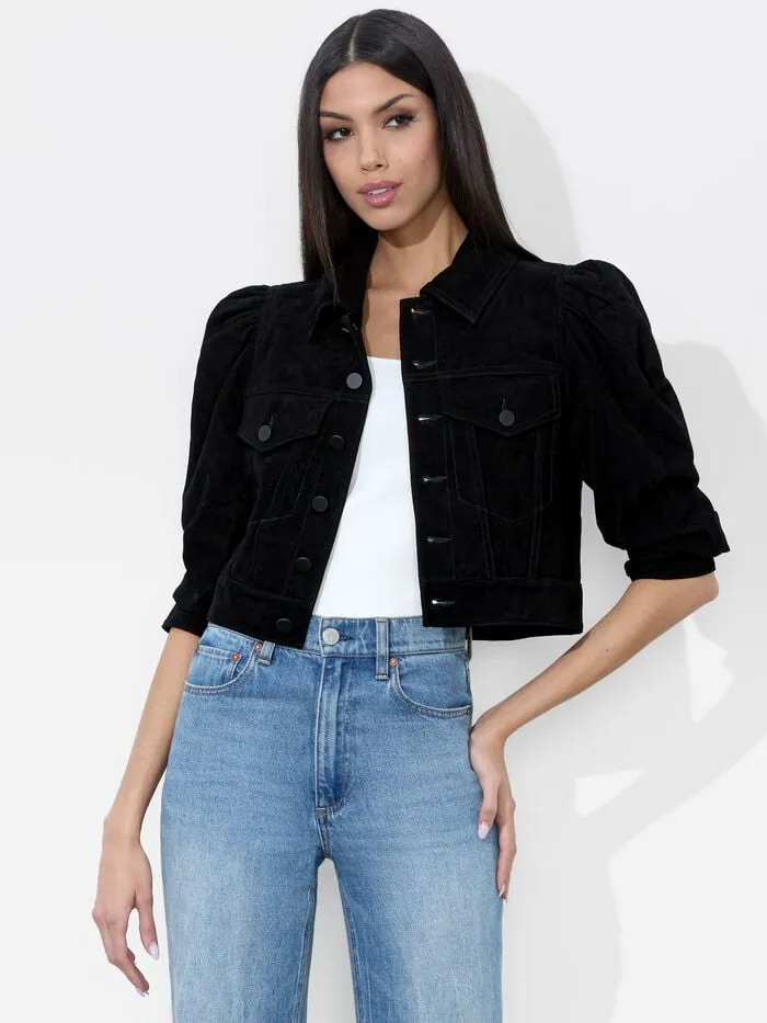 Alice Olivia JACKETS COATS WOMEN LANA SUEDE JACKET Black