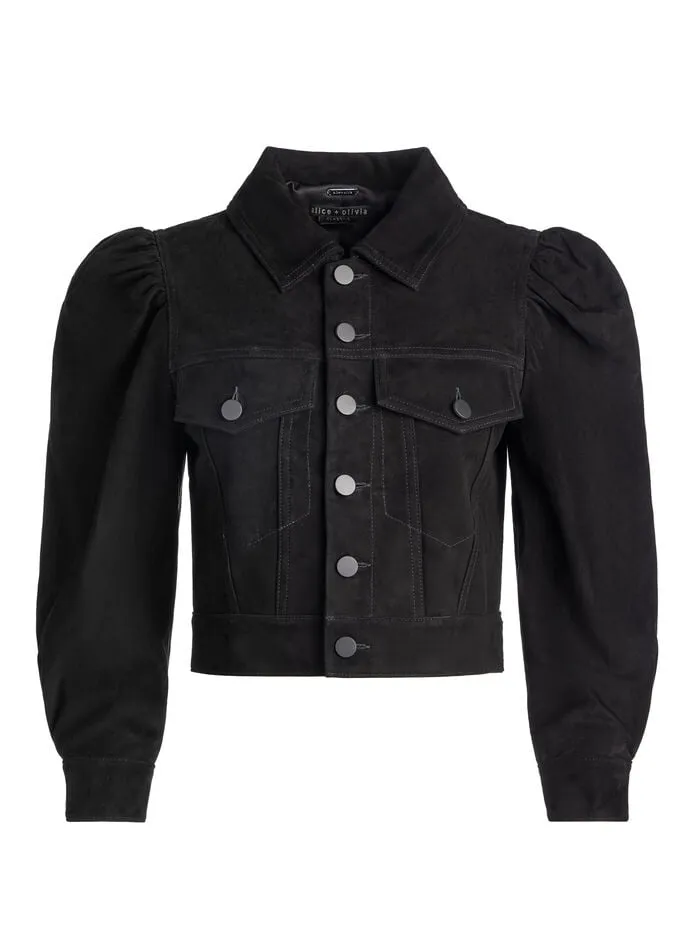Alice Olivia JACKETS COATS WOMEN LANA SUEDE JACKET Black