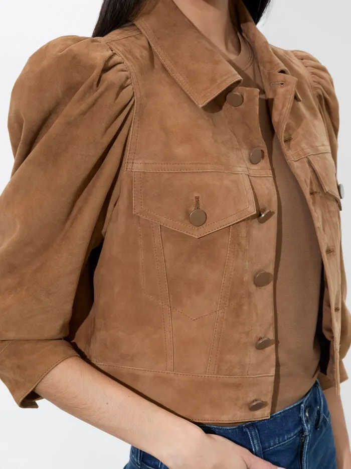 Alice Olivia JACKETS COATS WOMEN LANA SUEDE JACKET Camel