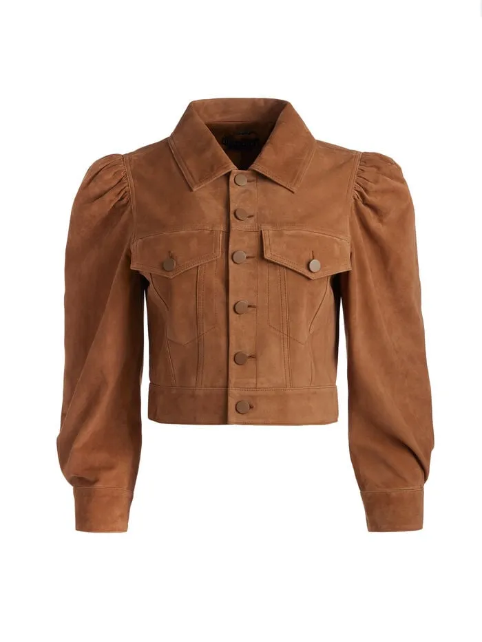 Alice Olivia JACKETS COATS WOMEN LANA SUEDE JACKET Camel
