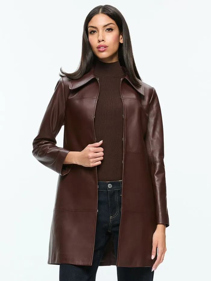 Alice Olivia JACKETS COATS WOMEN LOGAN LEATHER COAT Espresso