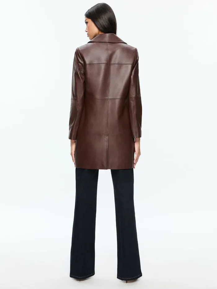 Alice Olivia JACKETS COATS WOMEN LOGAN LEATHER COAT Espresso