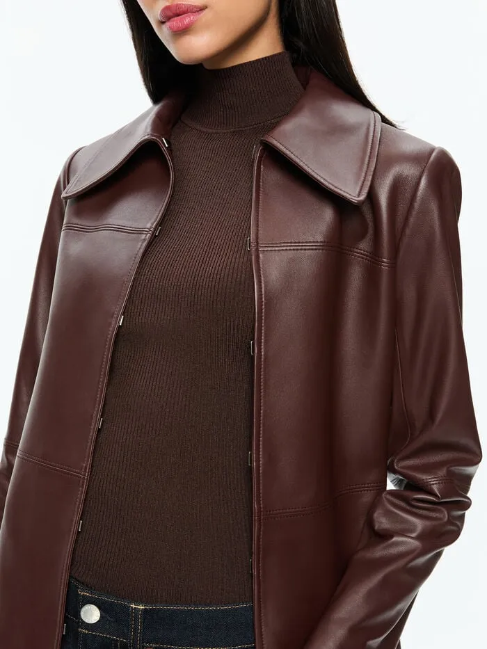 Alice Olivia JACKETS COATS WOMEN LOGAN LEATHER COAT Espresso