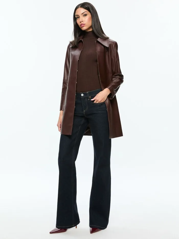 Alice Olivia JACKETS COATS WOMEN LOGAN LEATHER COAT Espresso