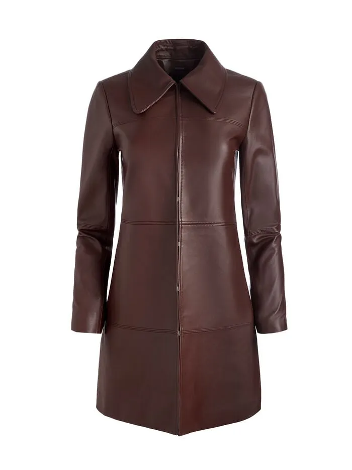 Alice Olivia JACKETS COATS WOMEN LOGAN LEATHER COAT Espresso