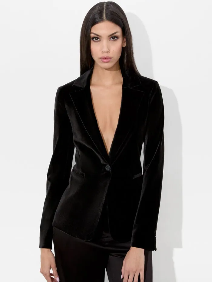 Alice Olivia JACKETS COATS WOMEN MACEY VELVET BLAZER Black