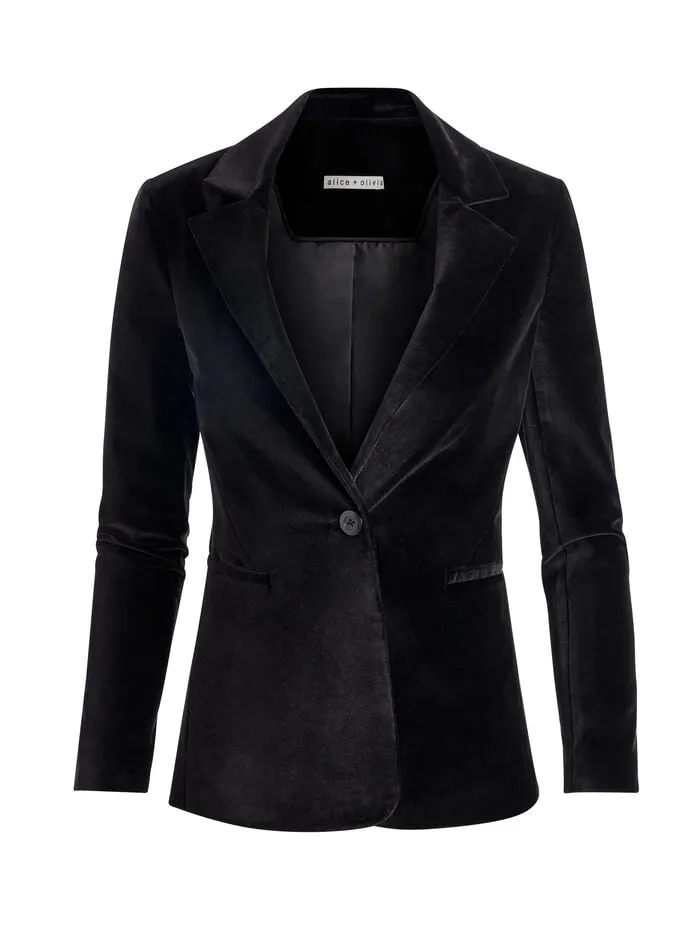 Alice Olivia JACKETS COATS WOMEN MACEY VELVET BLAZER Black