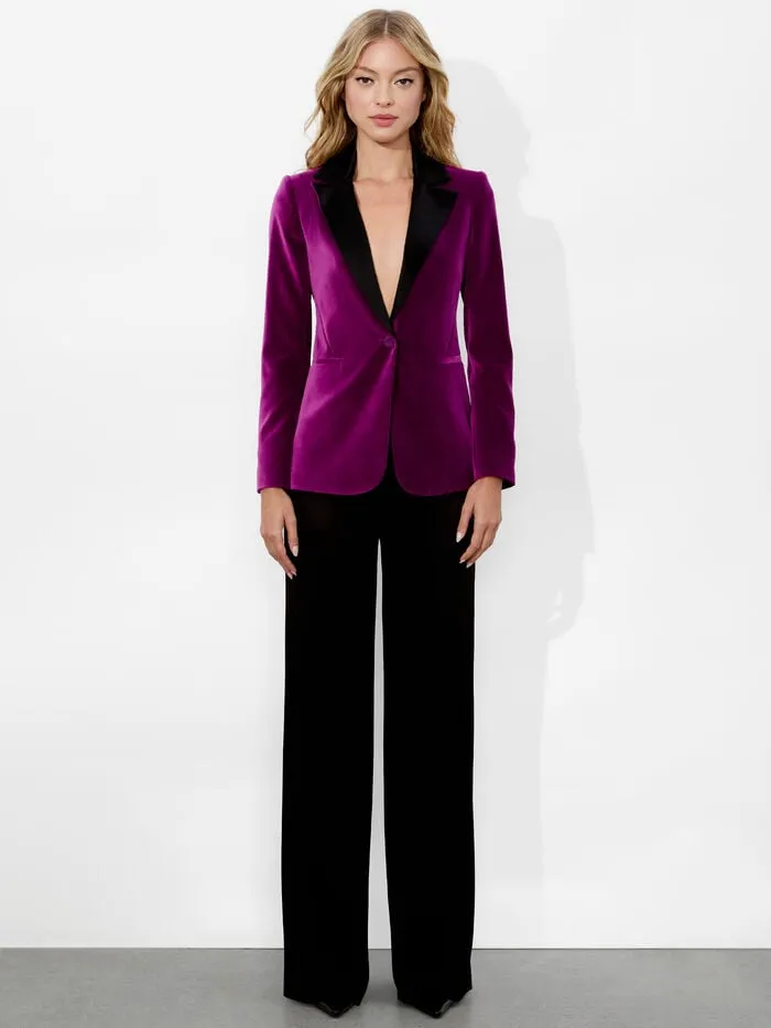 Alice Olivia JACKETS COATS WOMEN MACEY VELVET BLAZER Bright Boysenberryandblack