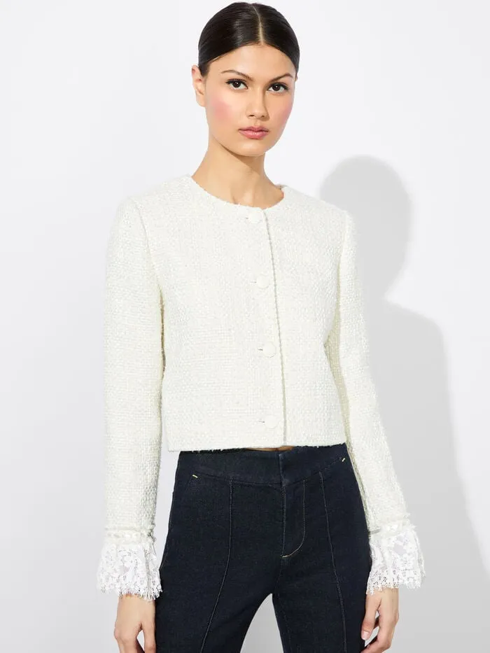 Alice Olivia JACKETS COATS WOMEN MILLIE JACKET Off Whiteandoatmeal