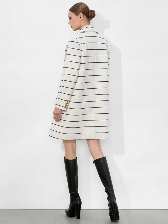 Alice Olivia JACKETS COATS WOMEN MOORE MIDI PEACOAT Off Whiteandblack