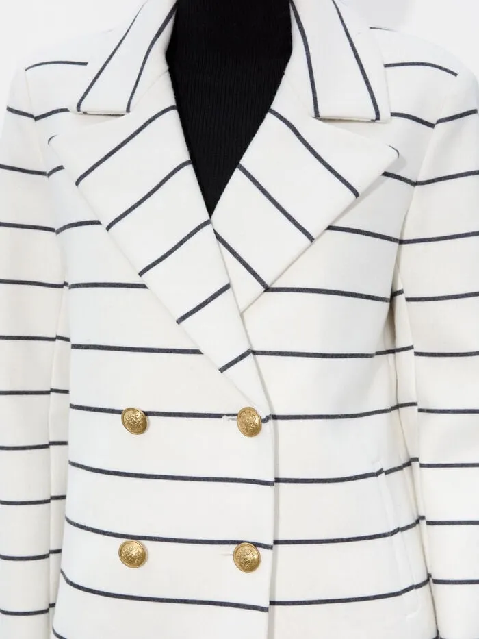 Alice Olivia JACKETS COATS WOMEN MOORE MIDI PEACOAT Off Whiteandblack