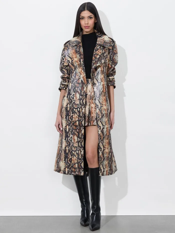 Alice Olivia JACKETS COATS WOMEN NEVADA VEGAN TRENCH Camelandblack Snake