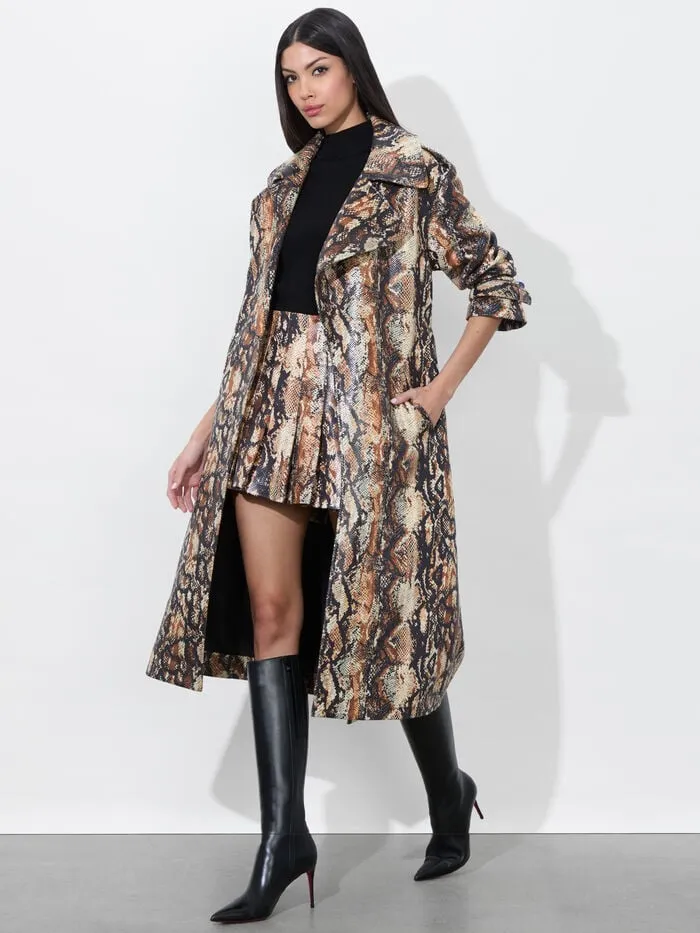 Alice Olivia JACKETS COATS WOMEN NEVADA VEGAN TRENCH Camelandblack Snake