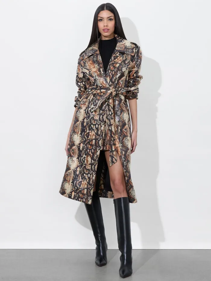 Alice Olivia JACKETS COATS WOMEN NEVADA VEGAN TRENCH Camelandblack Snake