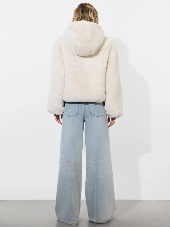 Alice Olivia JACKETS COATS WOMEN ROWE FAUX FUR BOMBER Off White
