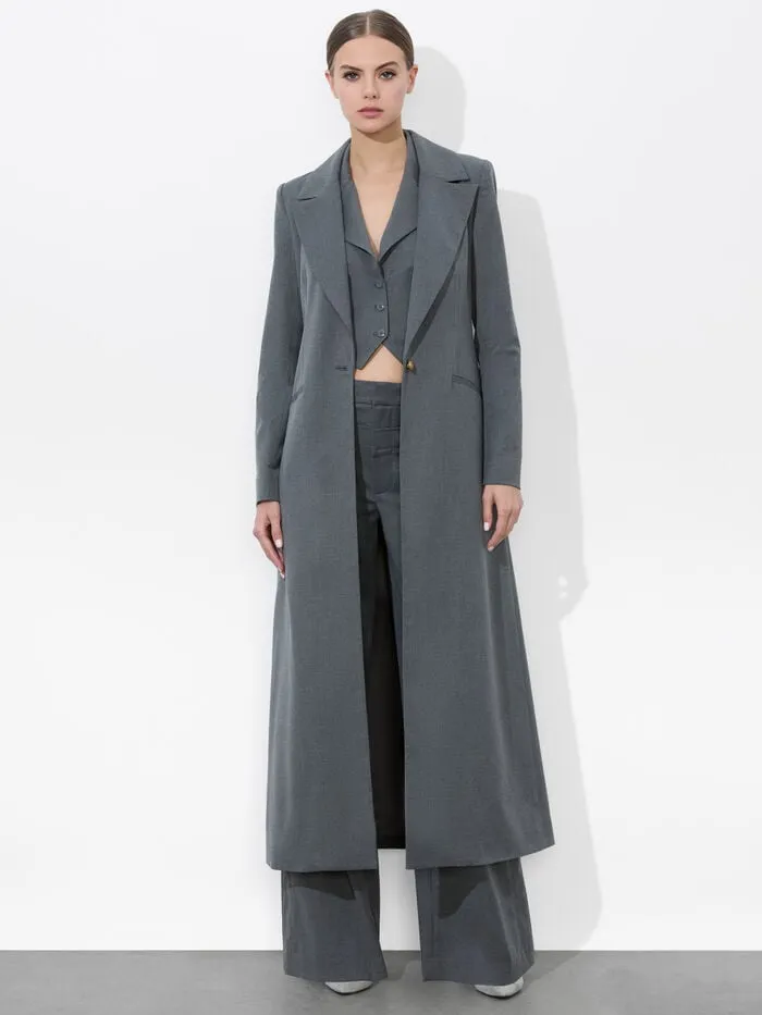 Alice Olivia JACKETS COATS WOMEN THEO NOTCH COLLAR COAT Shadow Grey Melange
