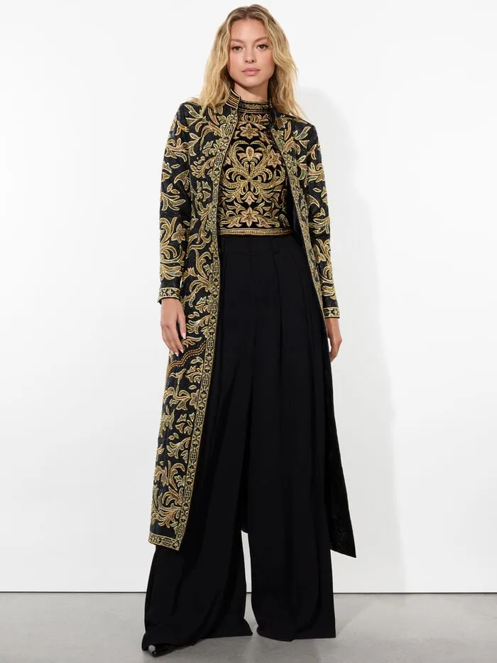 Alice Olivia JACKETS COATS WOMEN THOMAS EMBELLISHED COAT Blackandgold