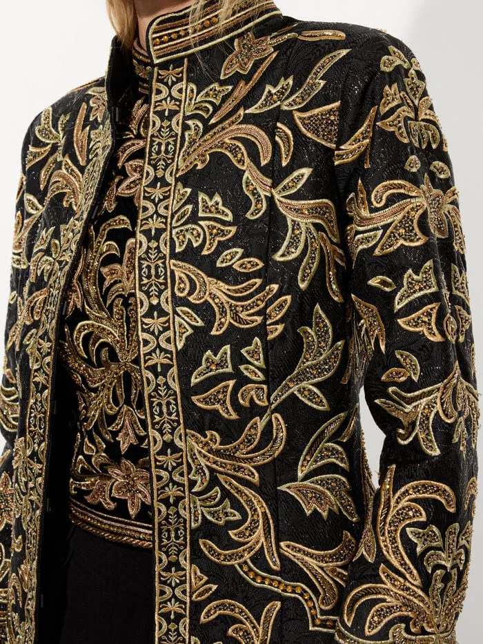 Alice Olivia JACKETS COATS WOMEN THOMAS EMBELLISHED COAT Blackandgold