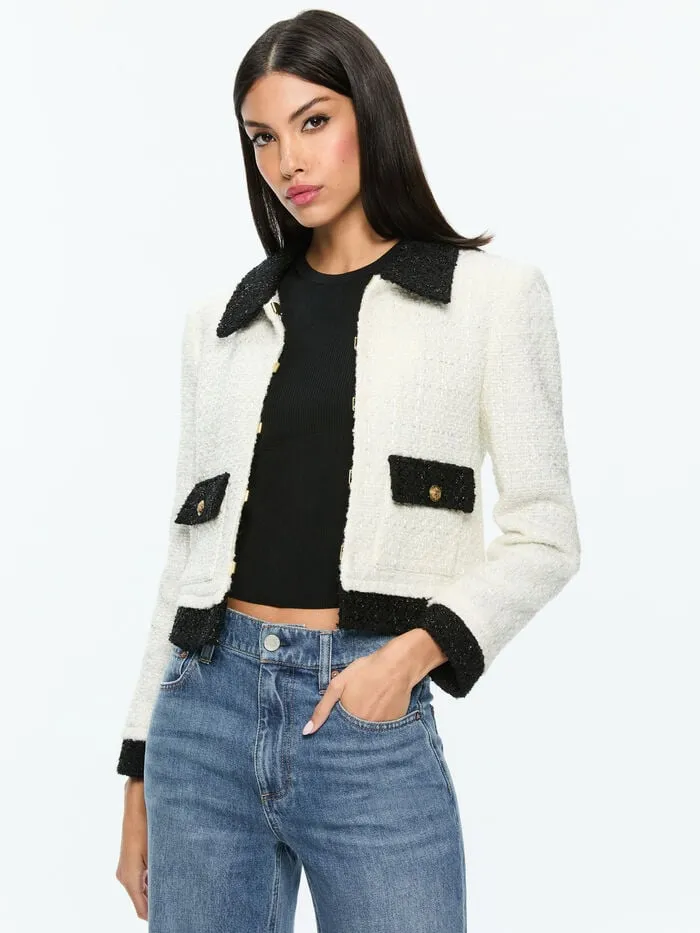 Alice Olivia JACKETS COATS WOMEN TOPHER JACKET Off Whiteandblack