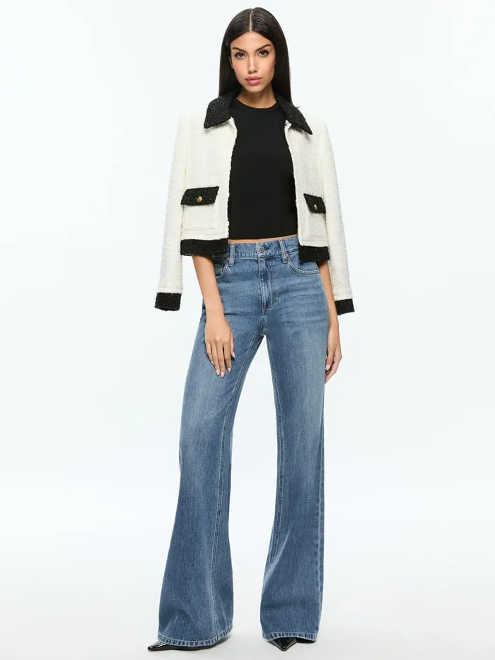 Alice Olivia JACKETS COATS WOMEN TOPHER JACKET Off Whiteandblack