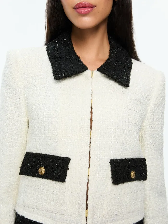Alice Olivia JACKETS COATS WOMEN TOPHER JACKET Off Whiteandblack
