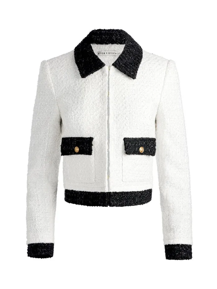Alice Olivia JACKETS COATS WOMEN TOPHER JACKET Off Whiteandblack