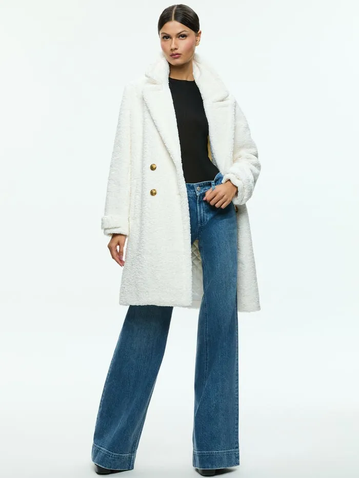 Alice Olivia JACKETS COATS WOMEN TOWNES TEDDY PEACOAT Off White