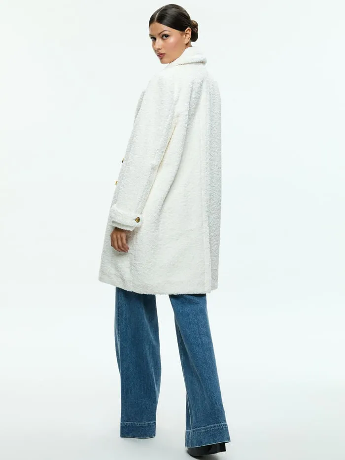 Alice Olivia JACKETS COATS WOMEN TOWNES TEDDY PEACOAT Off White