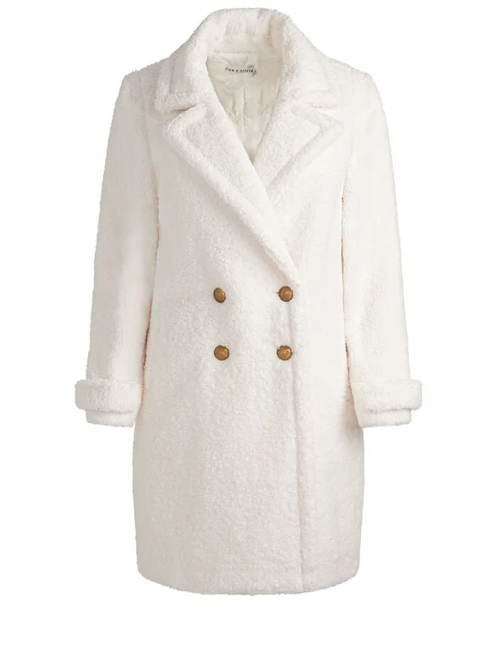Alice Olivia JACKETS COATS WOMEN TOWNES TEDDY PEACOAT Off White