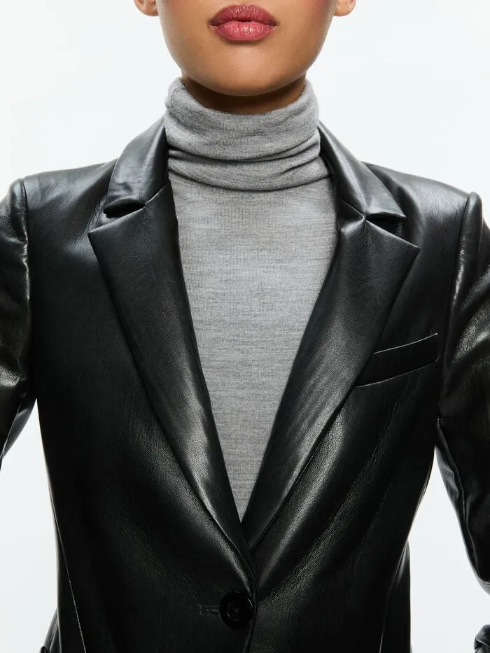 Alice Olivia JACKETS COATS WOMEN VINNIE VEGAN BLAZER Black
