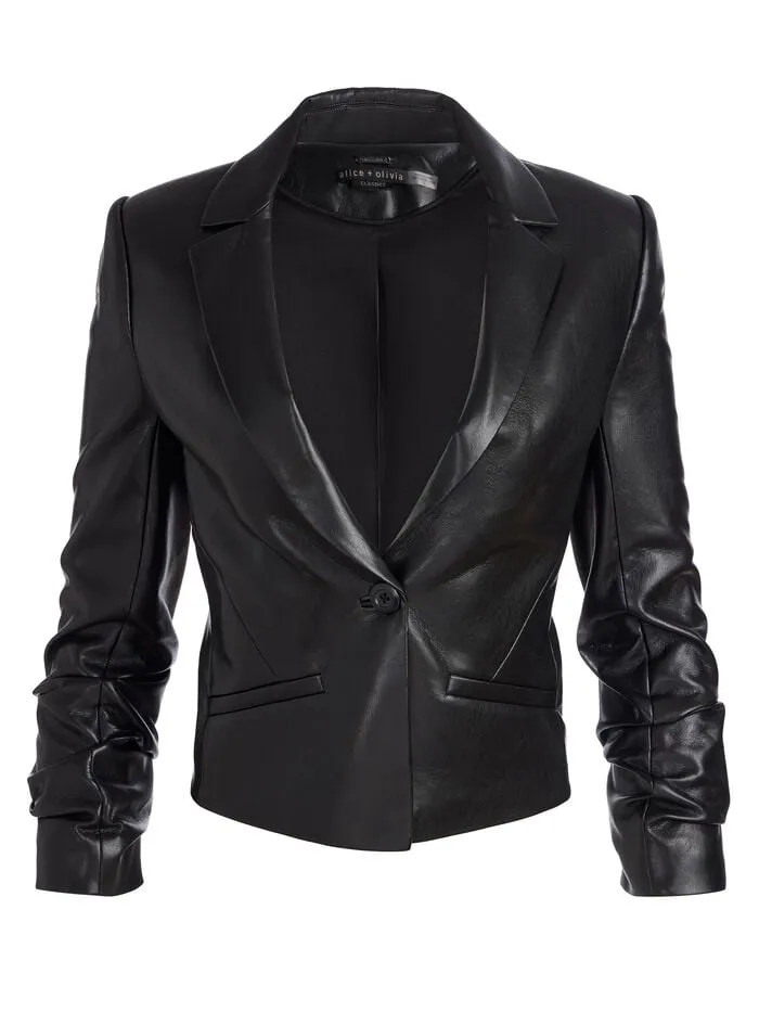 Alice Olivia JACKETS COATS WOMEN VINNIE VEGAN BLAZER Black