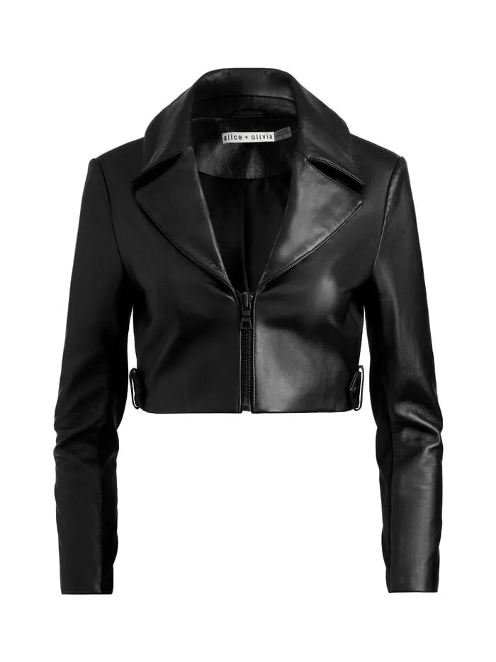 Alice Olivia JACKETS COATS WOMEN YARDLEY LEATHER JACKET Black