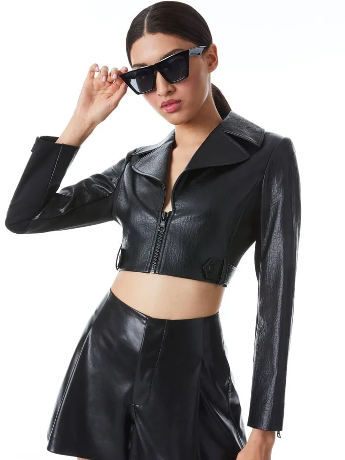 Alice Olivia JACKETS COATS WOMEN YARDLEY VEGAN JACKET Black