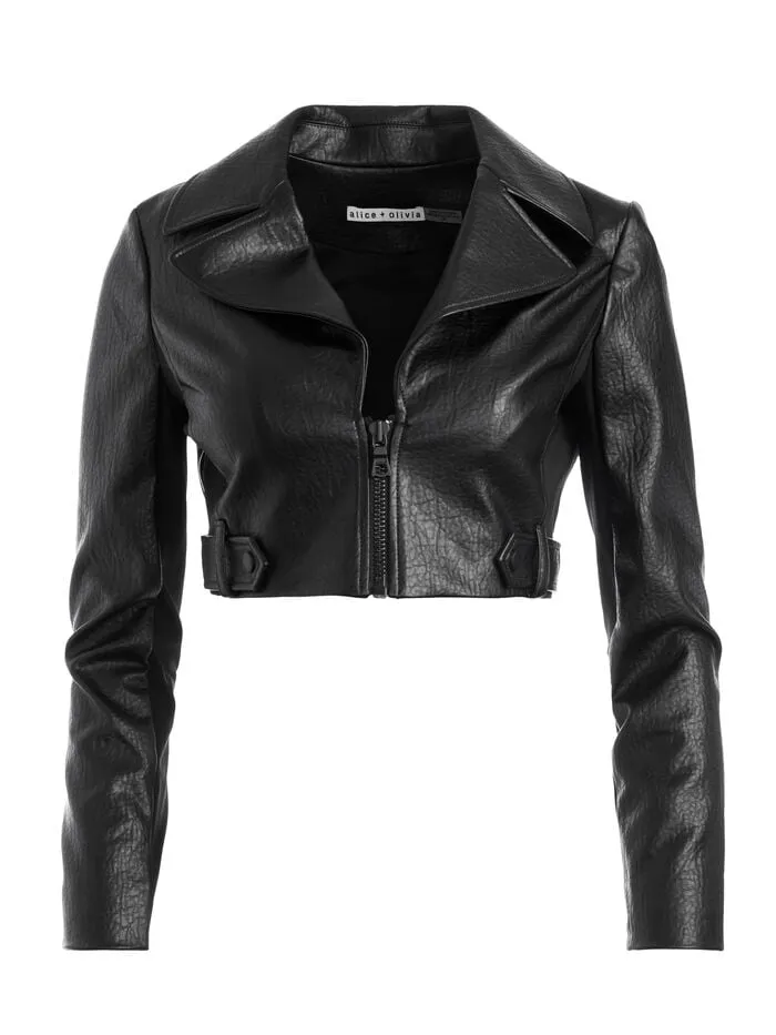 Alice Olivia JACKETS COATS WOMEN YARDLEY VEGAN JACKET Black