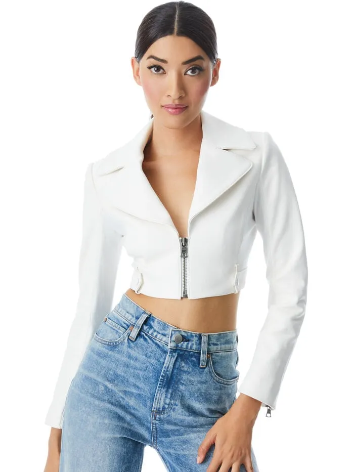 Alice Olivia JACKETS COATS WOMEN YARDLEY VEGAN JACKET Off White