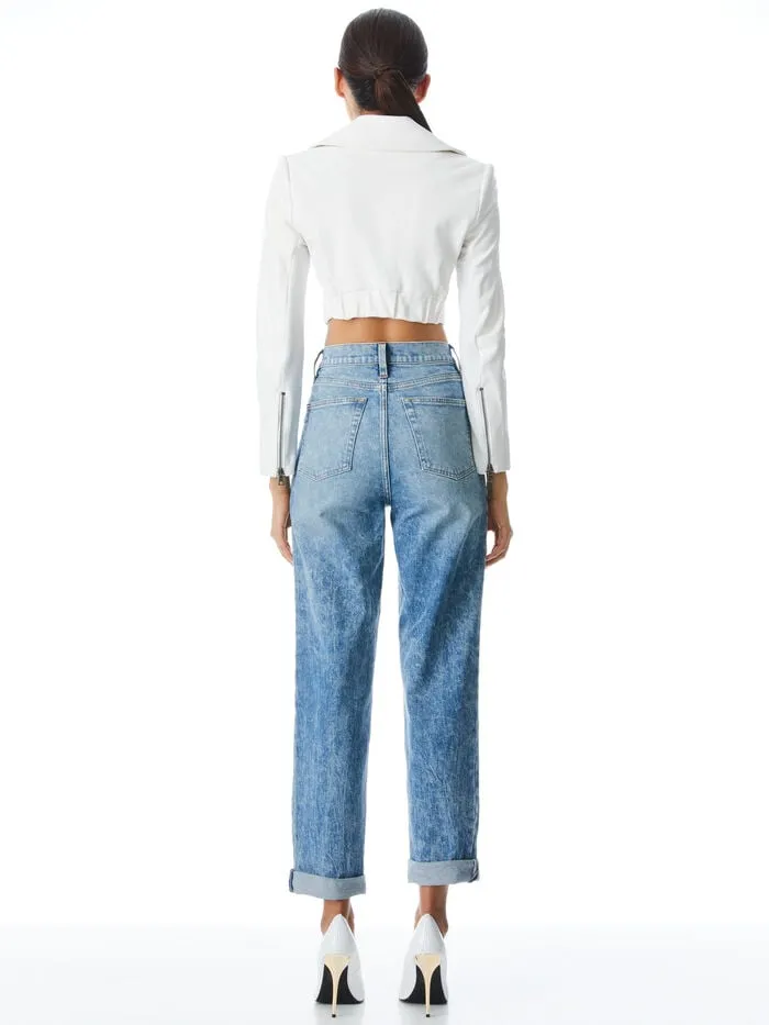 Alice Olivia JACKETS COATS WOMEN YARDLEY VEGAN JACKET Off White