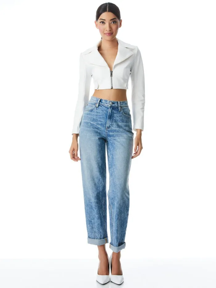 Alice Olivia JACKETS COATS WOMEN YARDLEY VEGAN JACKET Off White