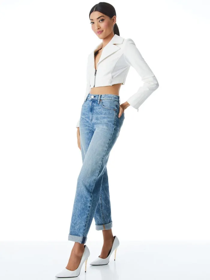 Alice Olivia JACKETS COATS WOMEN YARDLEY VEGAN JACKET Off White